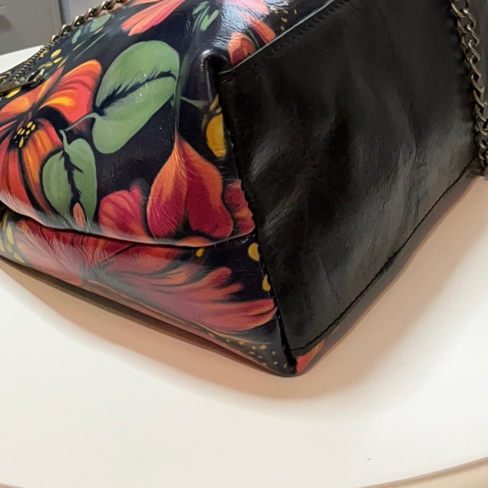 Patricia Nash Tropical Escape Kisslock Satchel Crossbody Floral Leather Bag NWT - Picture 14 of 16